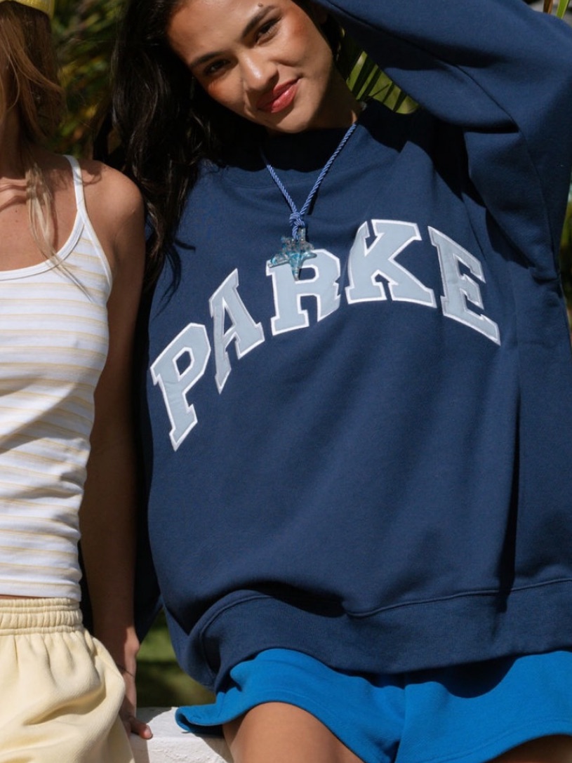Parke Varsity Mockneck Sweatshirt Seabreeze Blue Summerland Size L/Xl * New